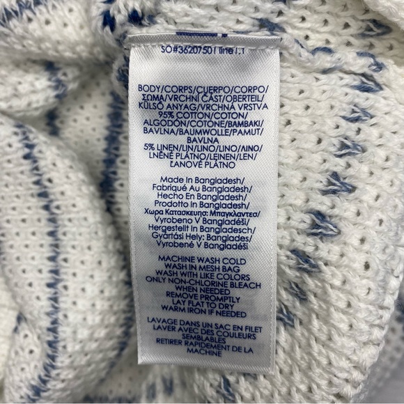 Chaps White Blue Stripes Long Sleeve Henley Pullover Sweater Women's Size XL - Picture 6 of 12